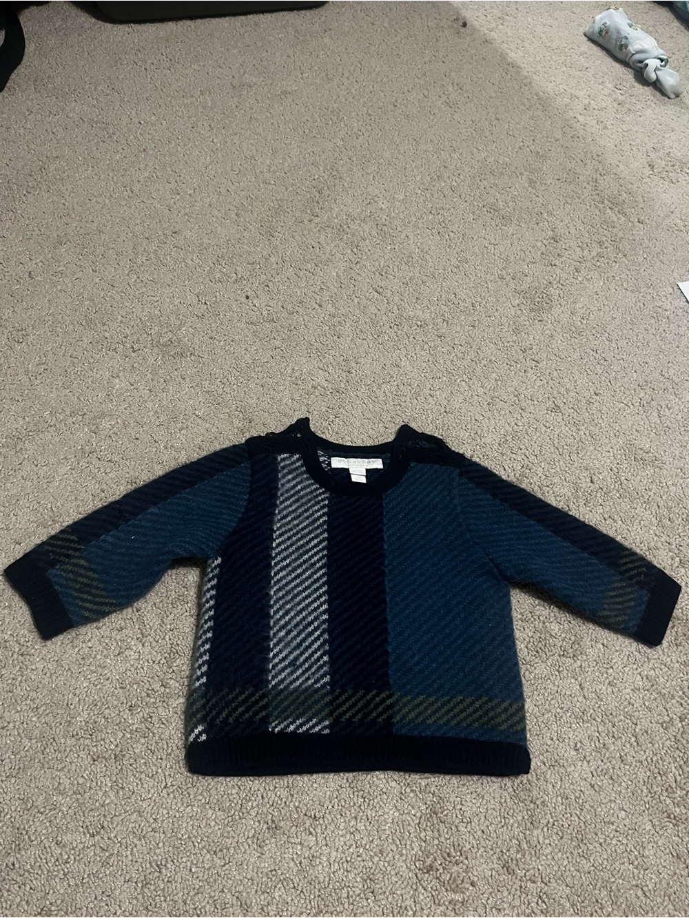 Burberry Blue and Navy Striped Crewneck Sweater-9M